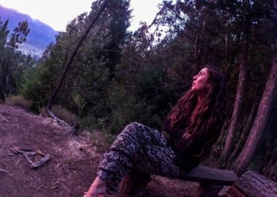 Watching sunset from our Mirador in El Collecting fruits in the forest in El Bolsón